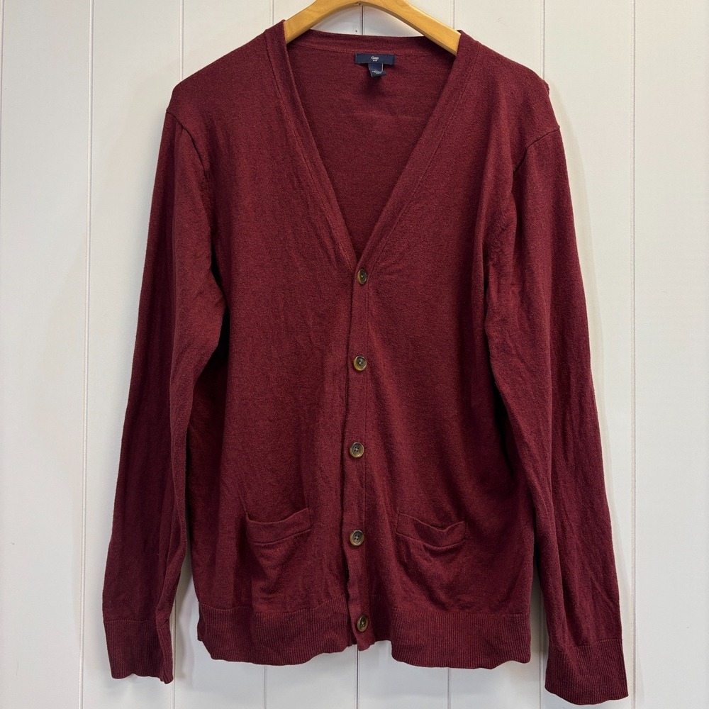 Gap Preppy V-Neck Cardigan Women Size L Dark Academia Layering Comfy Everyday